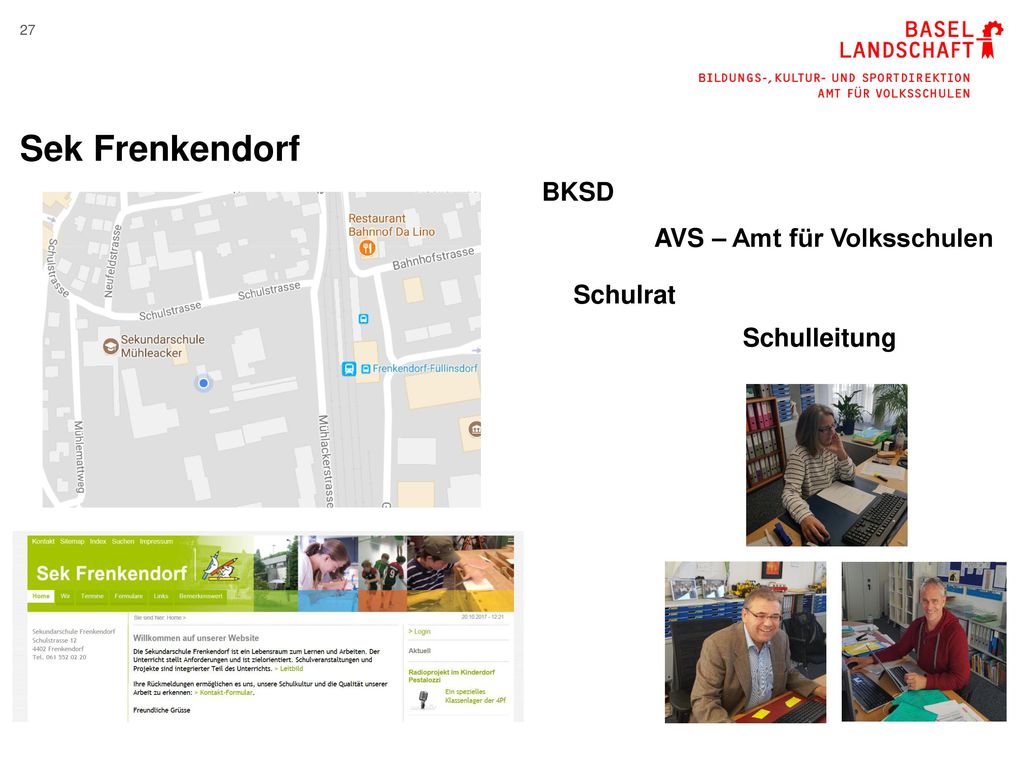 Sek Frenkendorf BKSD AVS – Amt für Volksschulen Schulrat Schulleitung