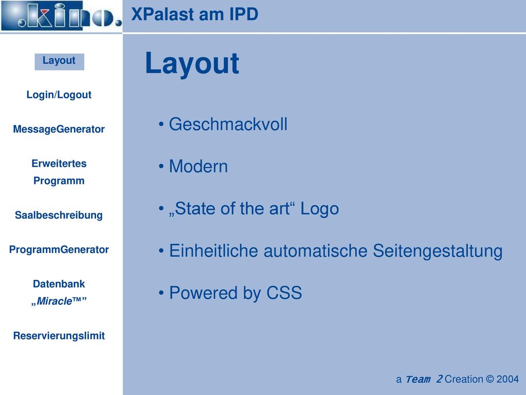 Layout XPalast am IPD Geschmackvoll Modern „State of the art Logo