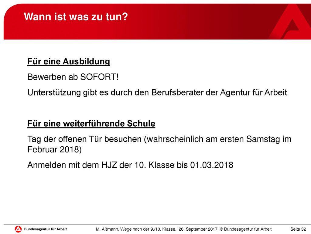 Wann ist was zu tun Für eine Ausbildung Bewerben ab SOFORT!