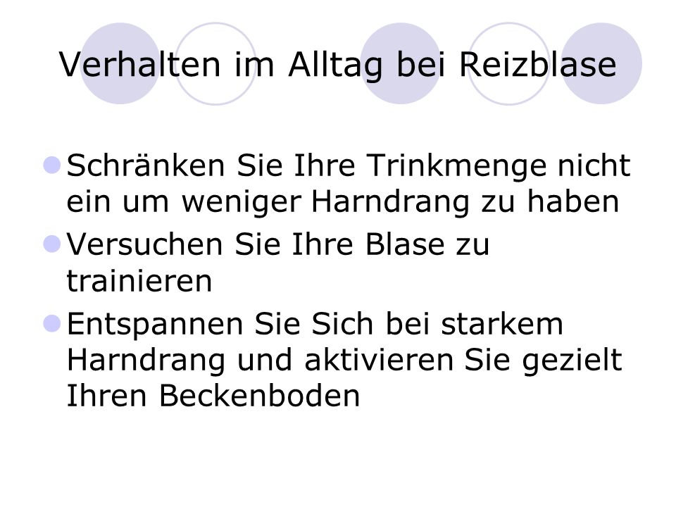 Verhalten im Alltag bei Reizblase