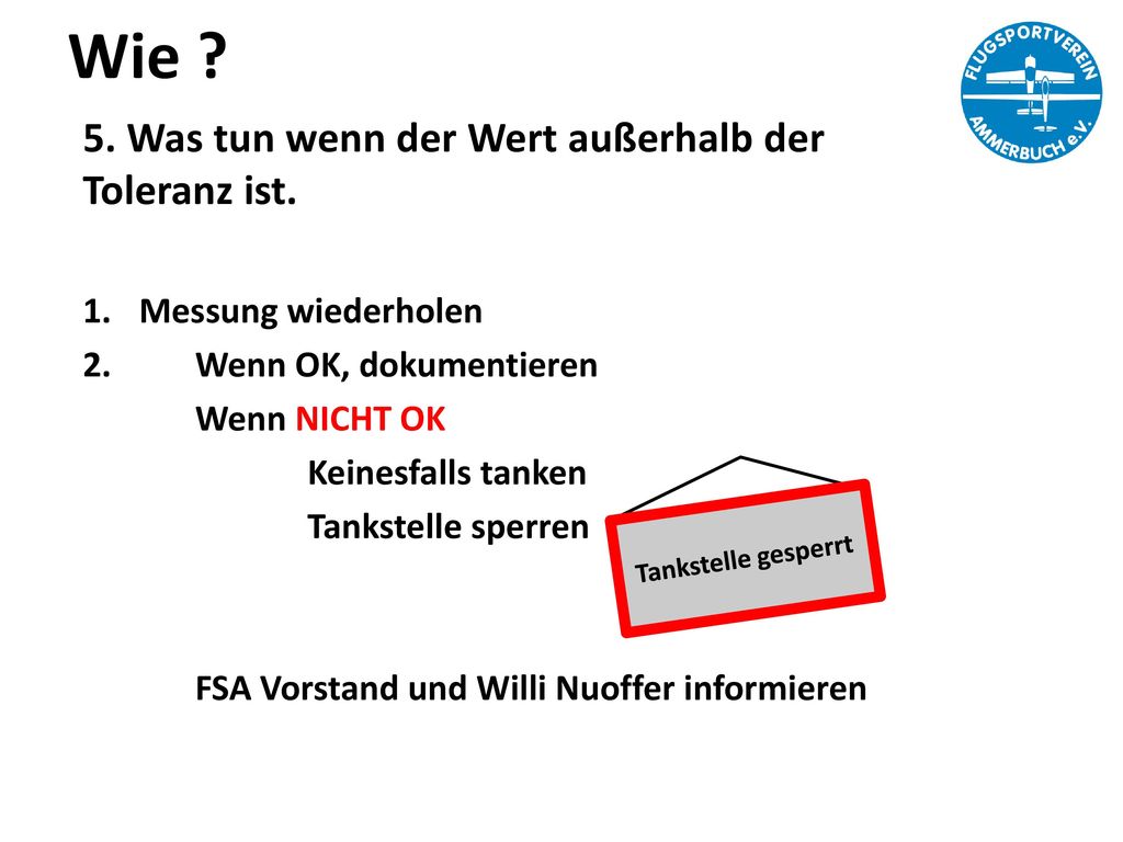 Wie 5. Was tun wenn der Wert außerhalb der Toleranz ist.