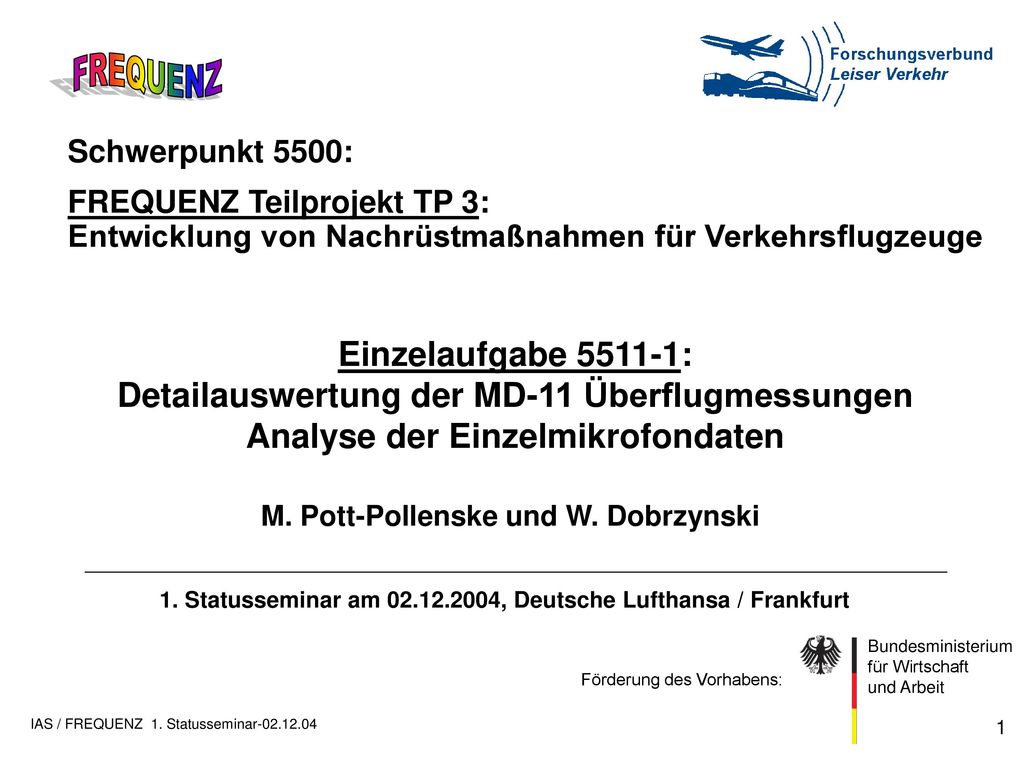 Schwerpunkt 5500: FREQUENZ Teilprojekt TP 3: Entwicklung von Nachrüstmaßnahmen für Verkehrsflugzeuge.