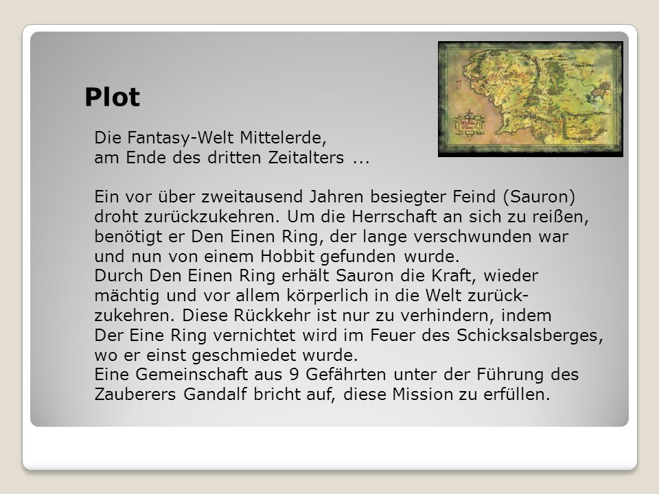Plot Die Fantasy-Welt Mittelerde, am Ende des dritten Zeitalters ...