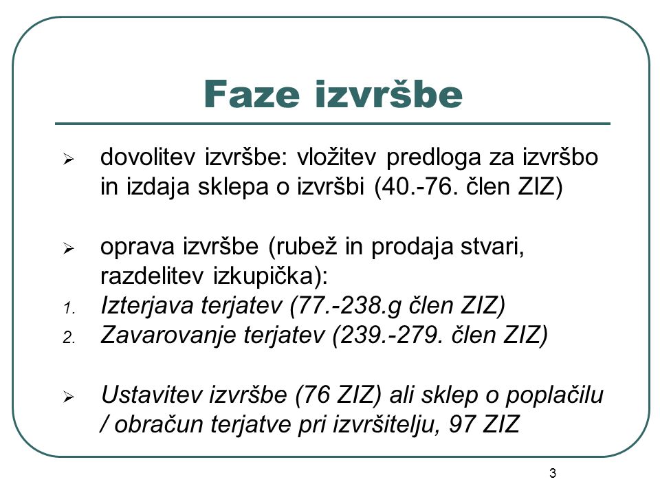 Faze izvršbe dovolitev izvršbe: vložitev predloga za izvršbo in izdaja sklepa o izvršbi ( člen ZIZ)