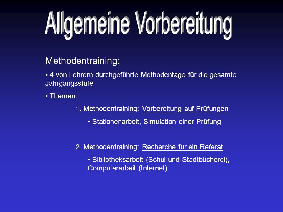 Allgemeine Vorbereitung