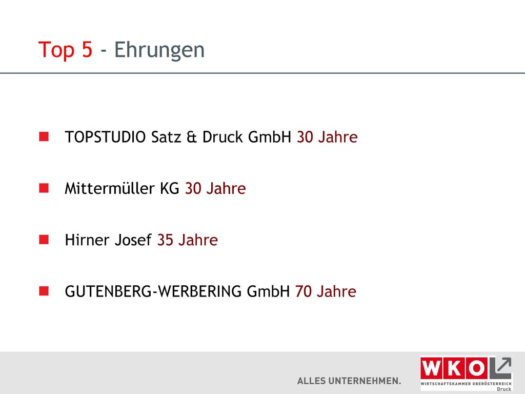 Top 5 - Ehrungen TOPSTUDIO Satz & Druck GmbH 30 Jahre