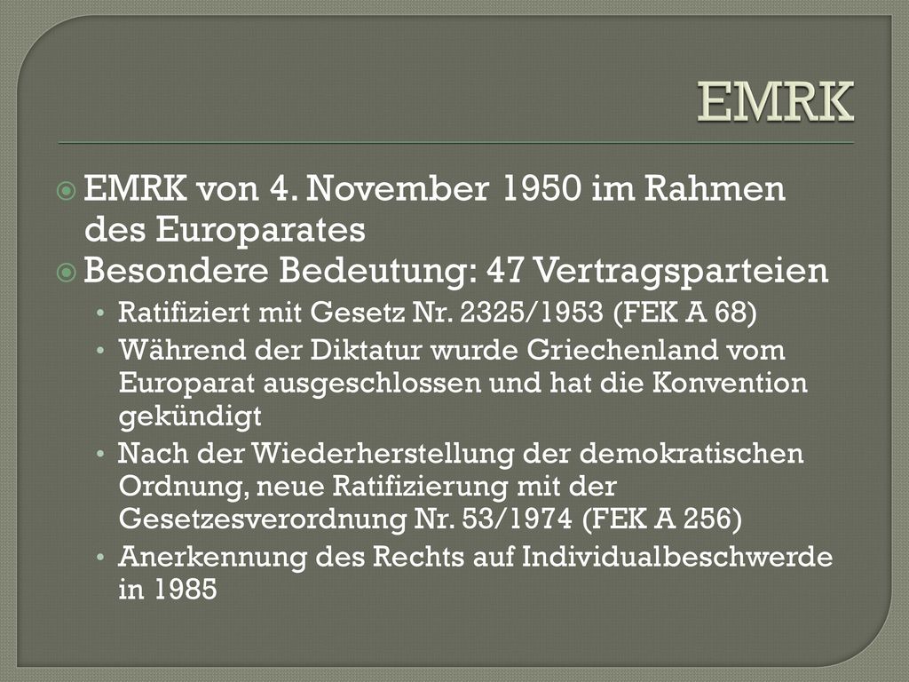 EMRK EMRK von 4. November 1950 im Rahmen des Europarates
