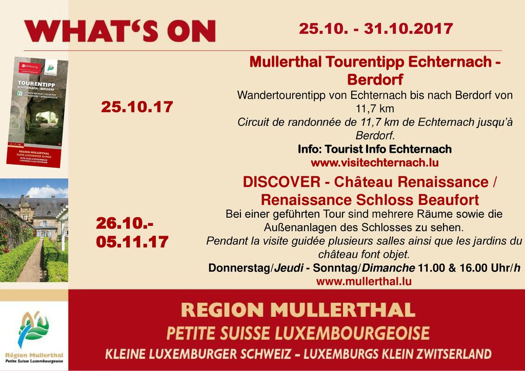 Mullerthal Tourentipp Echternach - Berdorf. Wandertourentipp von Echternach bis nach Berdorf von 11,7 km.