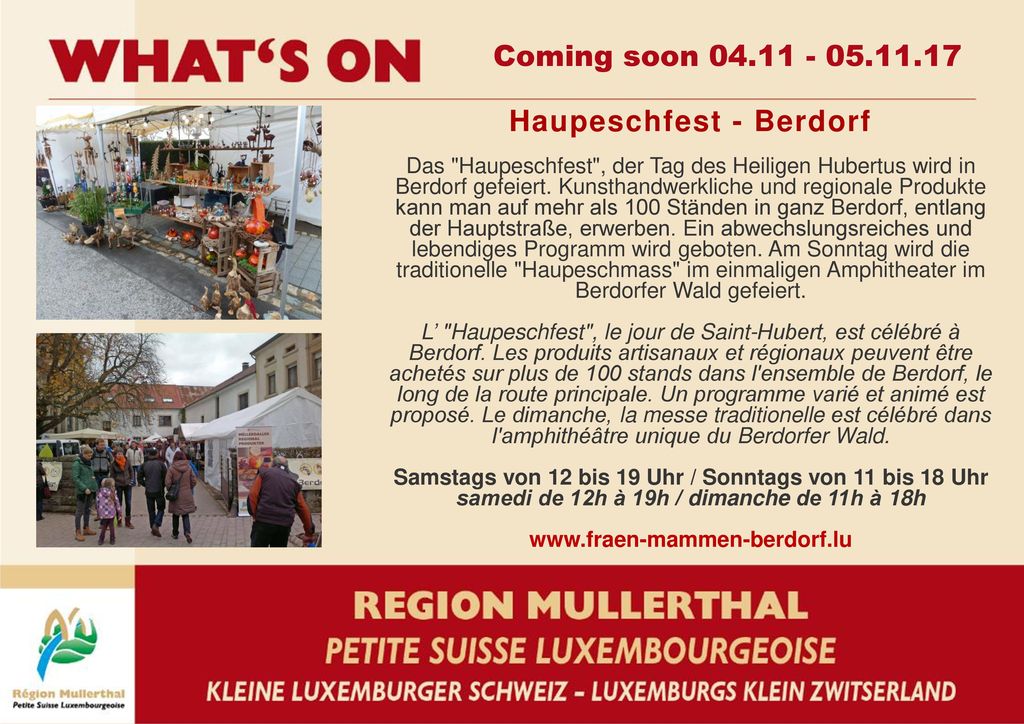 Haupeschfest - Berdorf samedi de 12h à 19h / dimanche de 11h à 18h