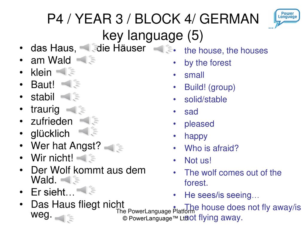 P4 / YEAR 3 / BLOCK 4/ GERMAN key language (5)