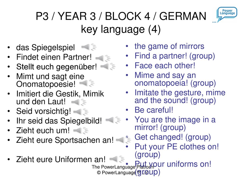 P3 / YEAR 3 / BLOCK 4 / GERMAN key language (4)