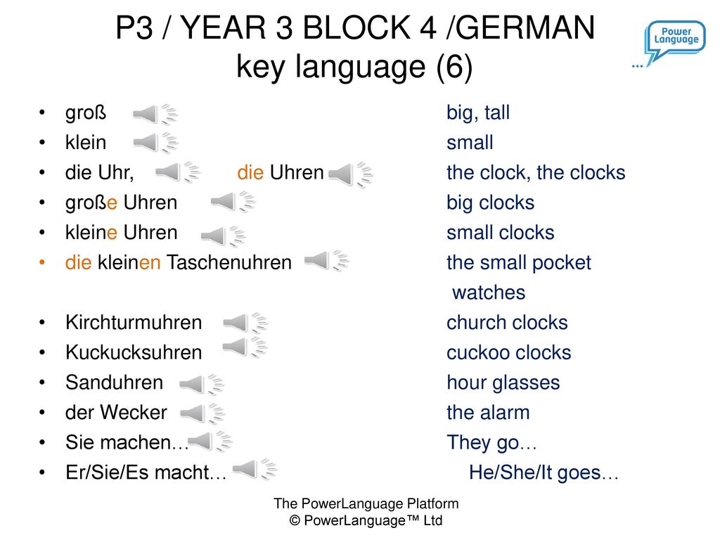 P3 / YEAR 3 BLOCK 4 /GERMAN key language (6)