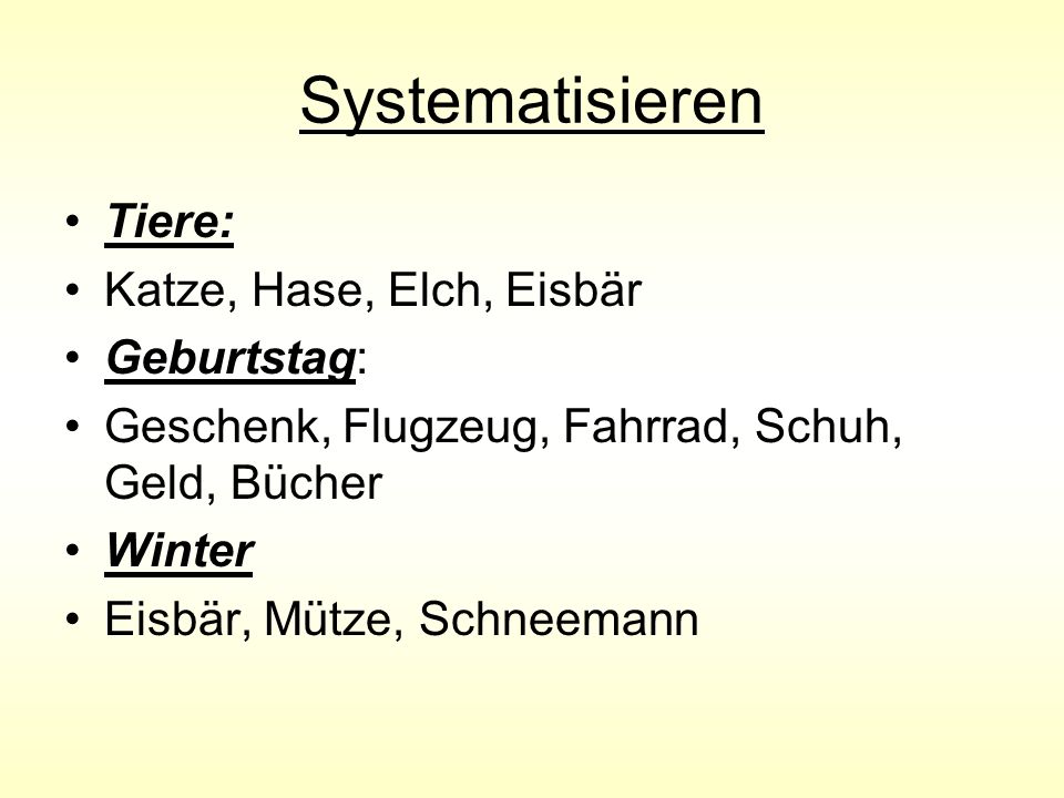 Systematisieren Tiere: Katze, Hase, Elch, Eisbär Geburtstag: