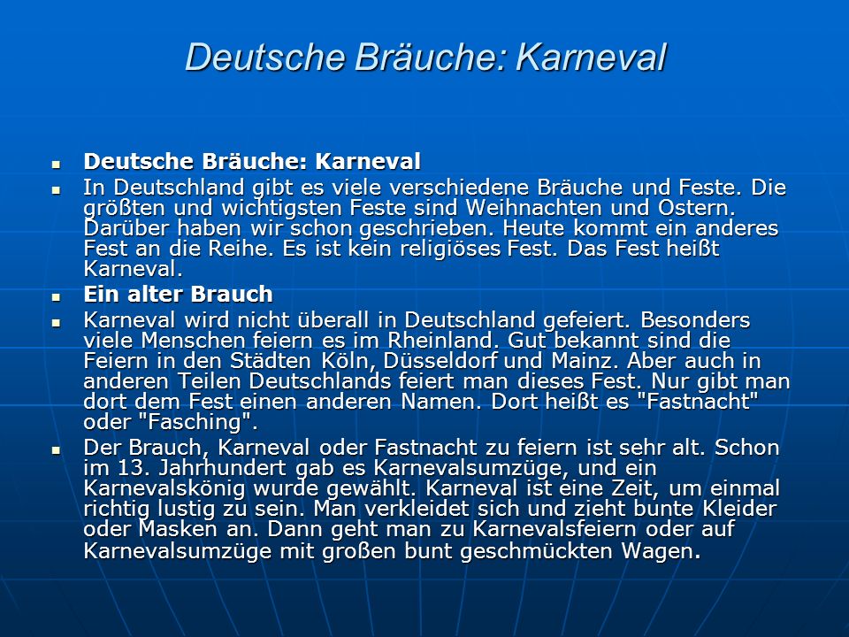 Deutsche Bräuche: Karneval