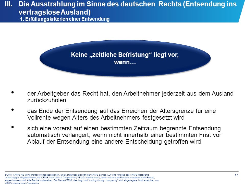 III. Die Ausstrahlung im Sinne des deutschen Rechts (Entsendung ins vertragslose Ausland) Beispielsfall