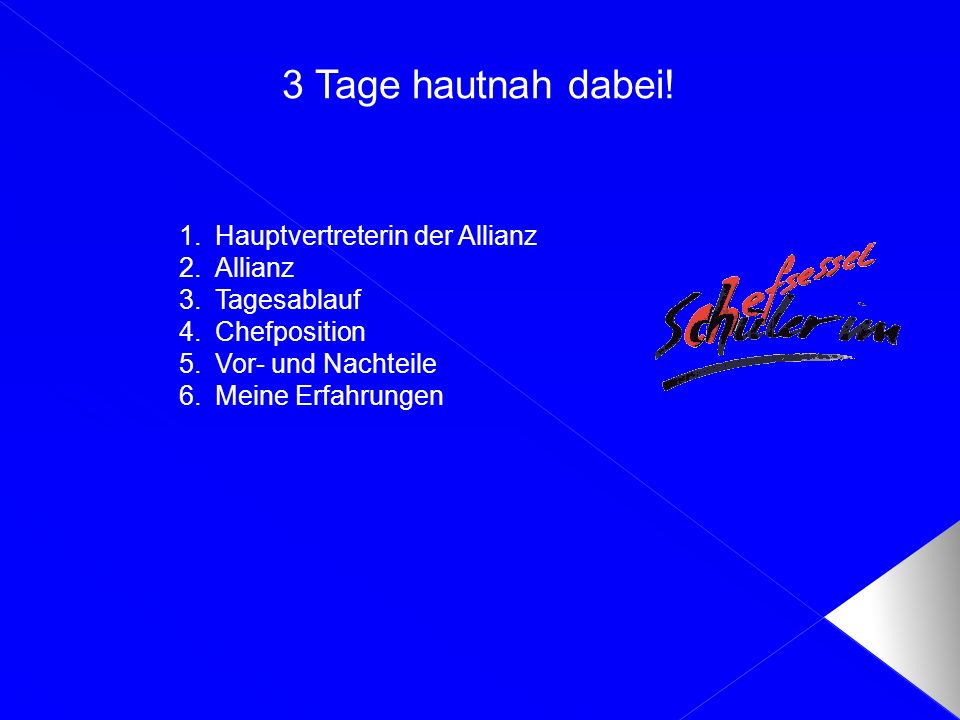 3 Tage hautnah dabei! Hauptvertreterin der Allianz Allianz Tagesablauf