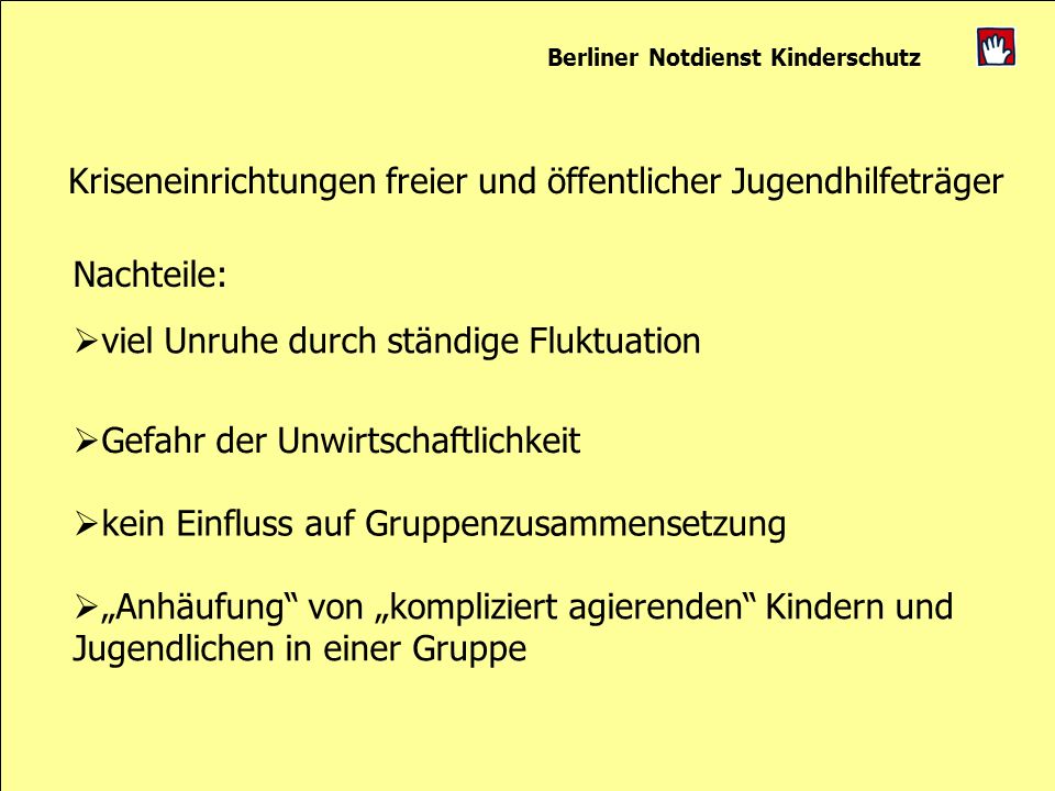Kriseneinrichtungen freier und öffentlicher Jugendhilfeträger