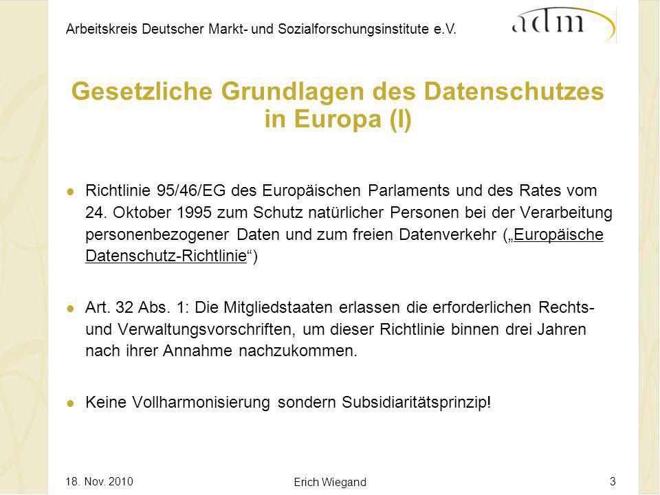 Gesetzliche Grundlagen des Datenschutzes in Europa (I)
