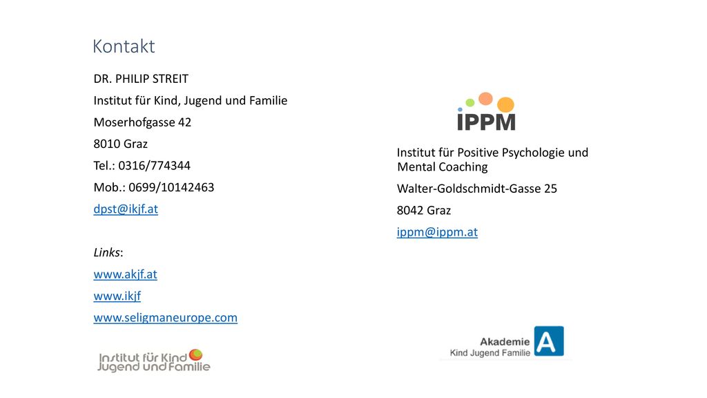 Kontakt DR. PHILIP STREIT Institut für Kind, Jugend und Familie