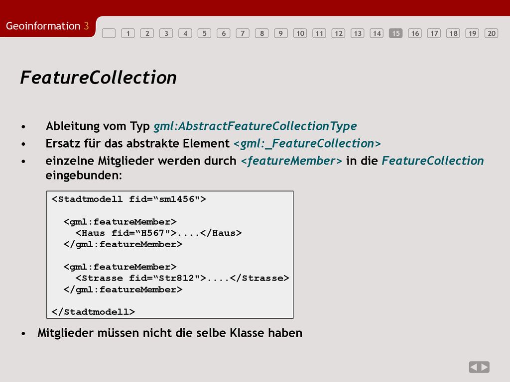 FeatureCollection Ableitung vom Typ gml:AbstractFeatureCollectionType