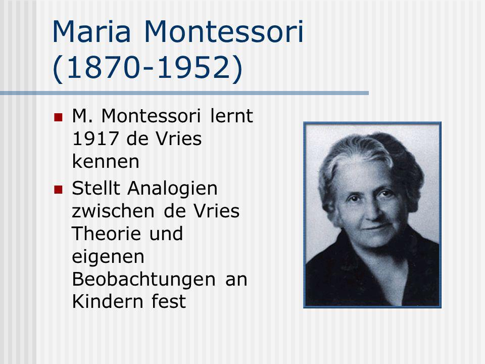 Maria Montessori ( ) M. Montessori lernt 1917 de Vries kennen
