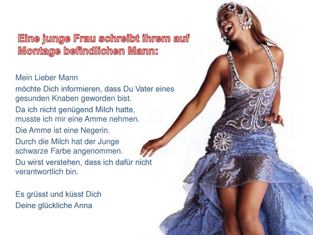 Eine junge Frau schreibt ihrem auf Montage befindlichen Mann: