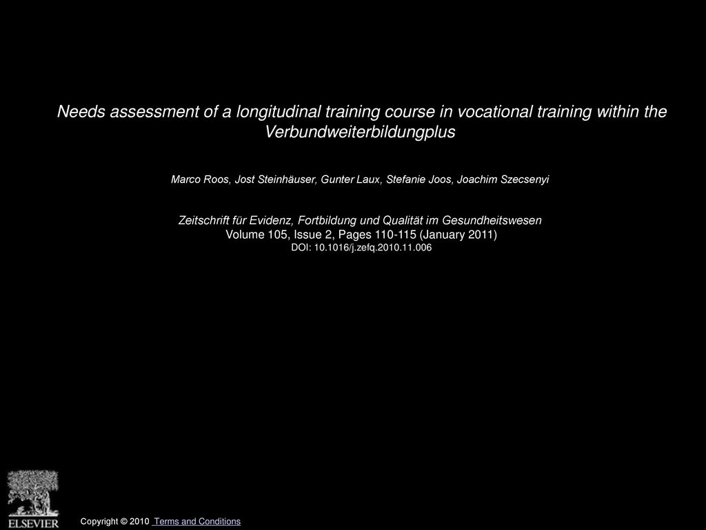 Needs assessment of a longitudinal training course in vocational training within the Verbundweiterbildungplus
