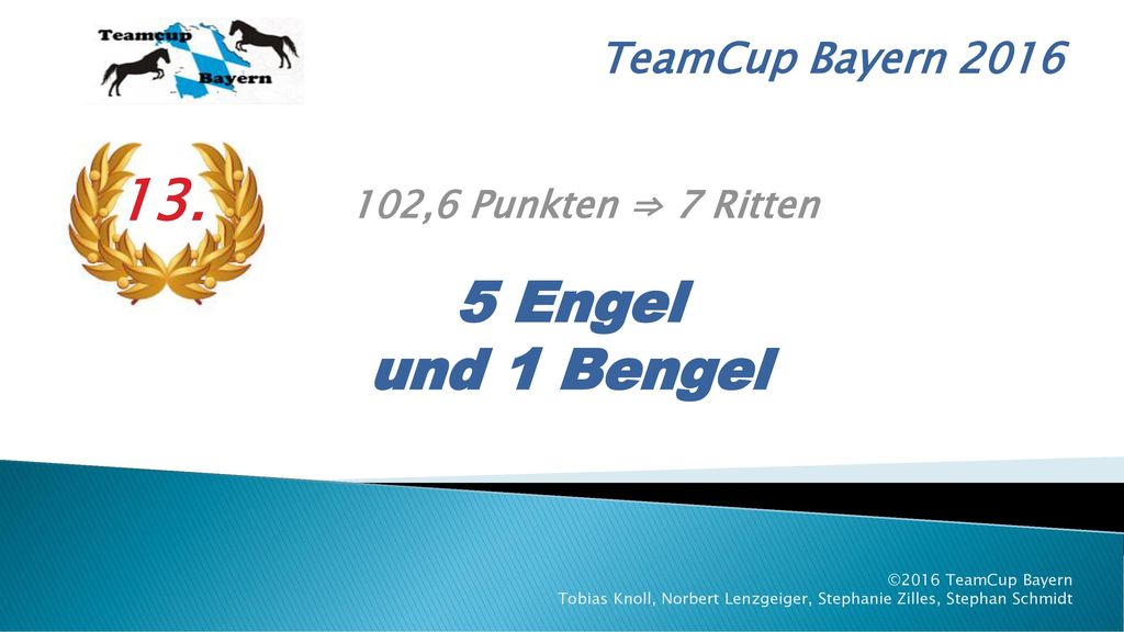 13. 5 Engel und 1 Bengel TeamCup Bayern ,6 Punkten ⇒ 7 Ritten