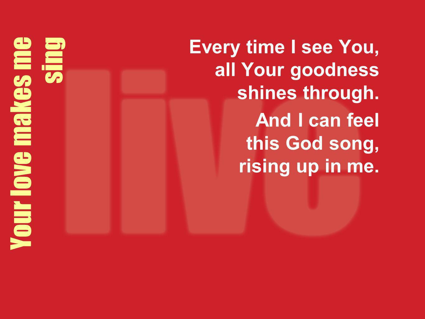 Every time I see You, all Your goodness shines through.