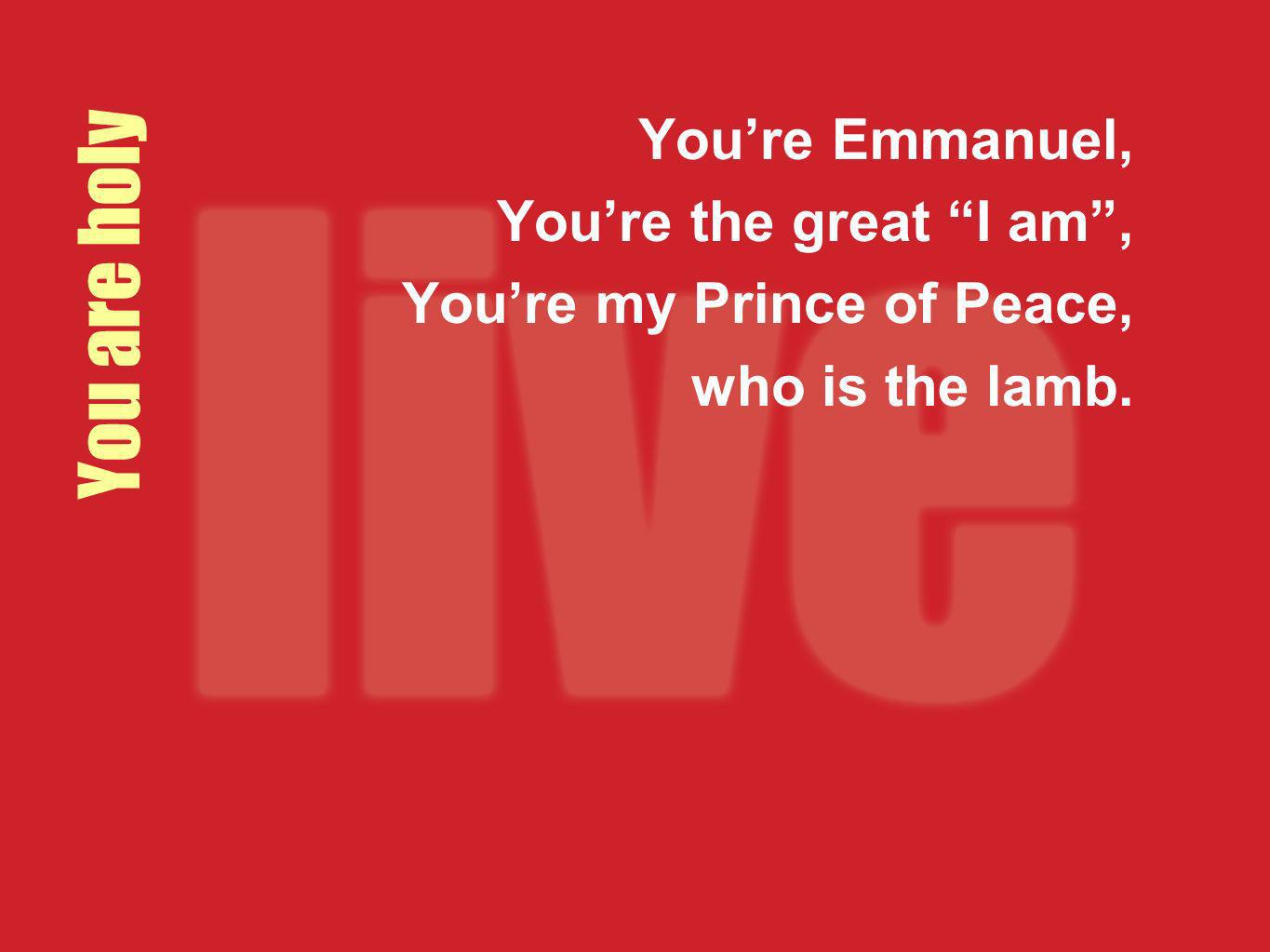 You are holy You’re Emmanuel, You’re the great I am ,