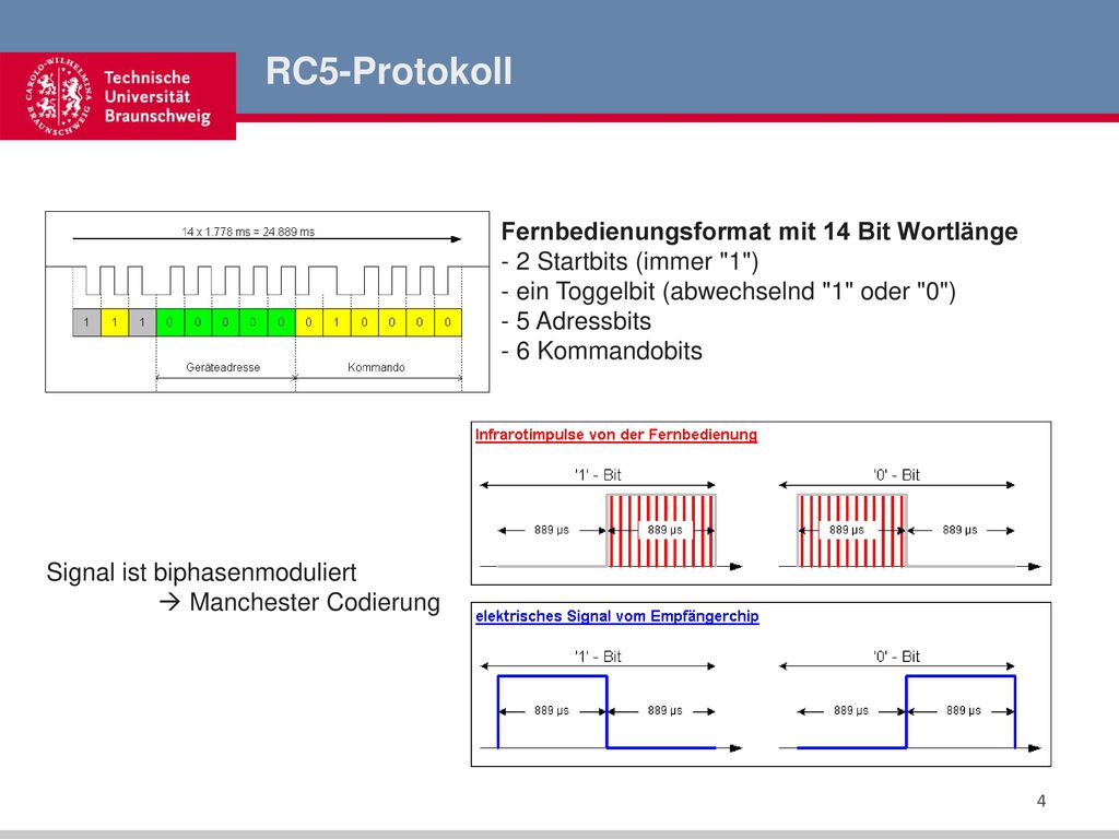 RC5-Protokoll Fernbedienungsformat mit 14 Bit Wortlänge