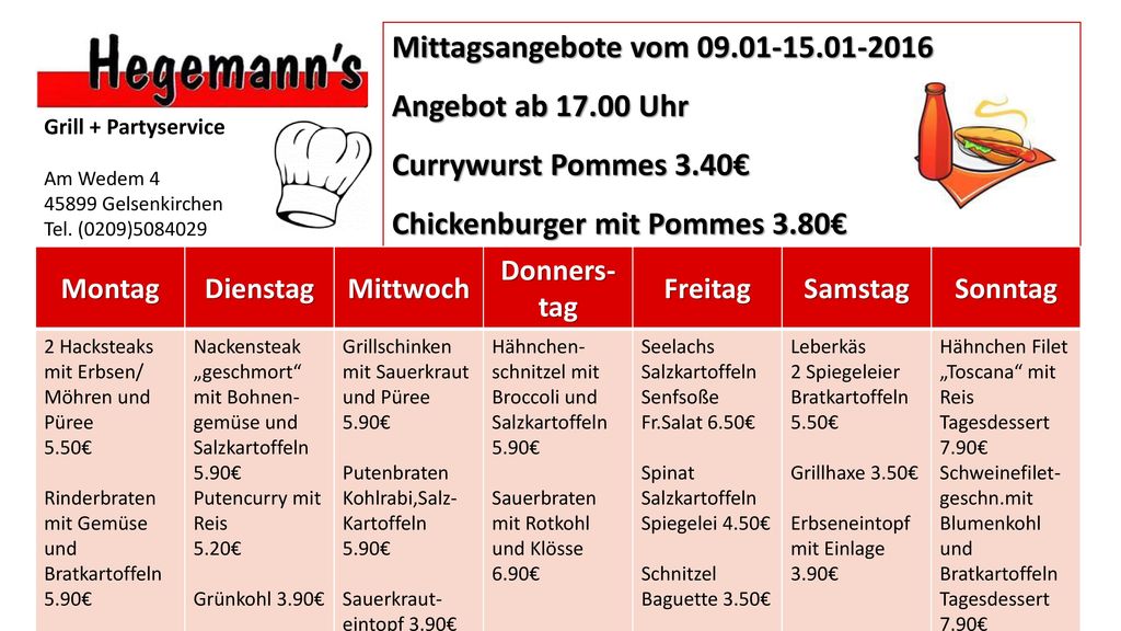 Mittagsangebote vom Angebot ab Uhr