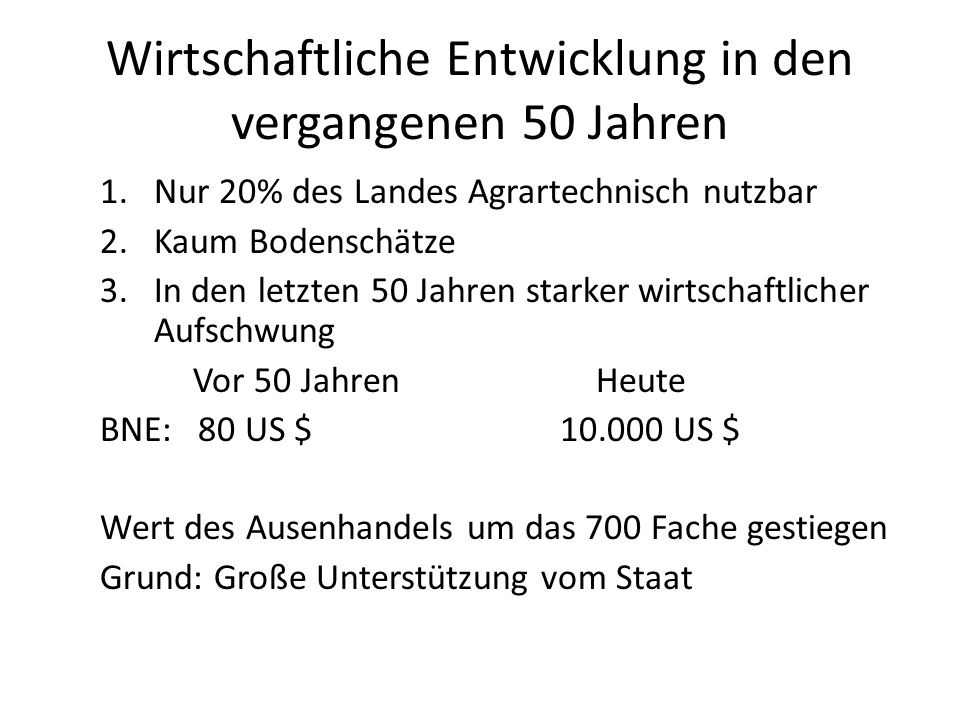 Wirtschaftliche Entwicklung in den vergangenen 50 Jahren