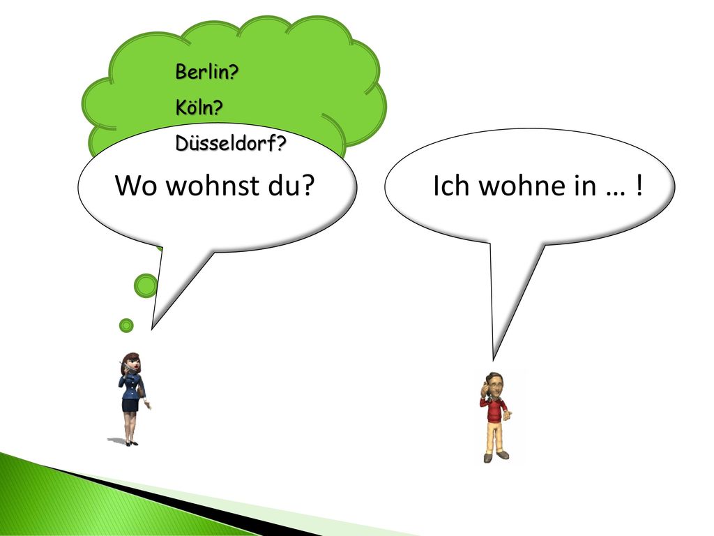 Berlin Köln Düsseldorf Wo wohnst du Ich wohne in … !