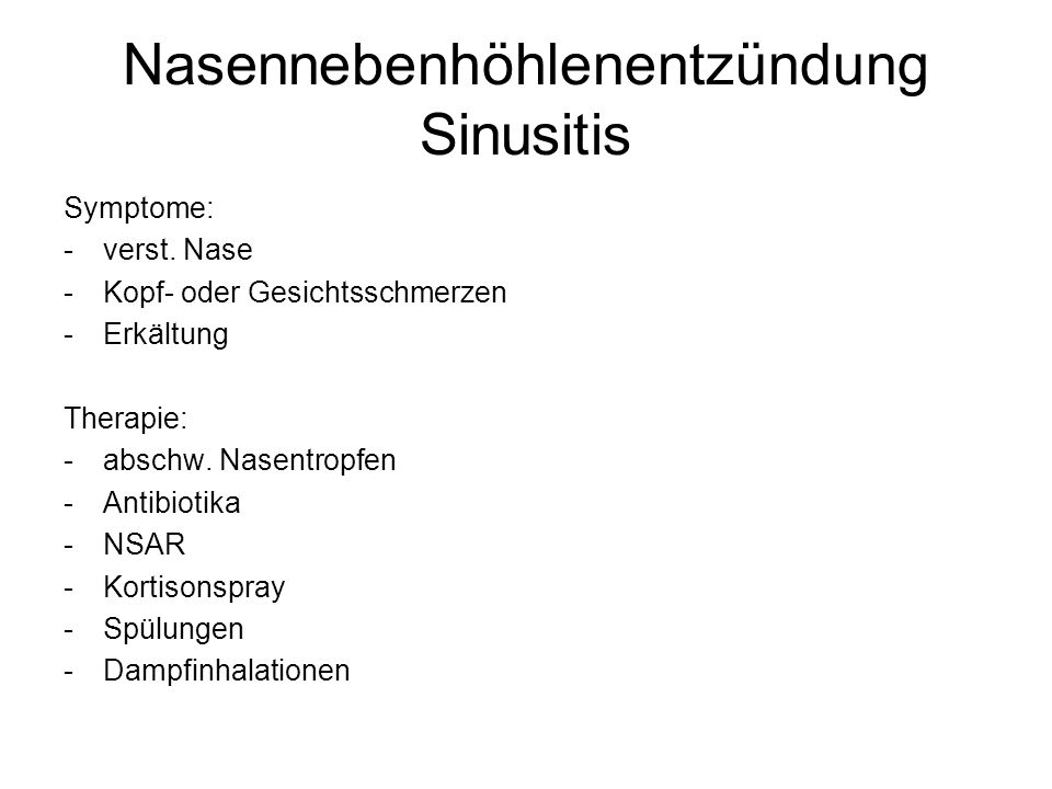 Nasennebenhöhlenentzündung Sinusitis