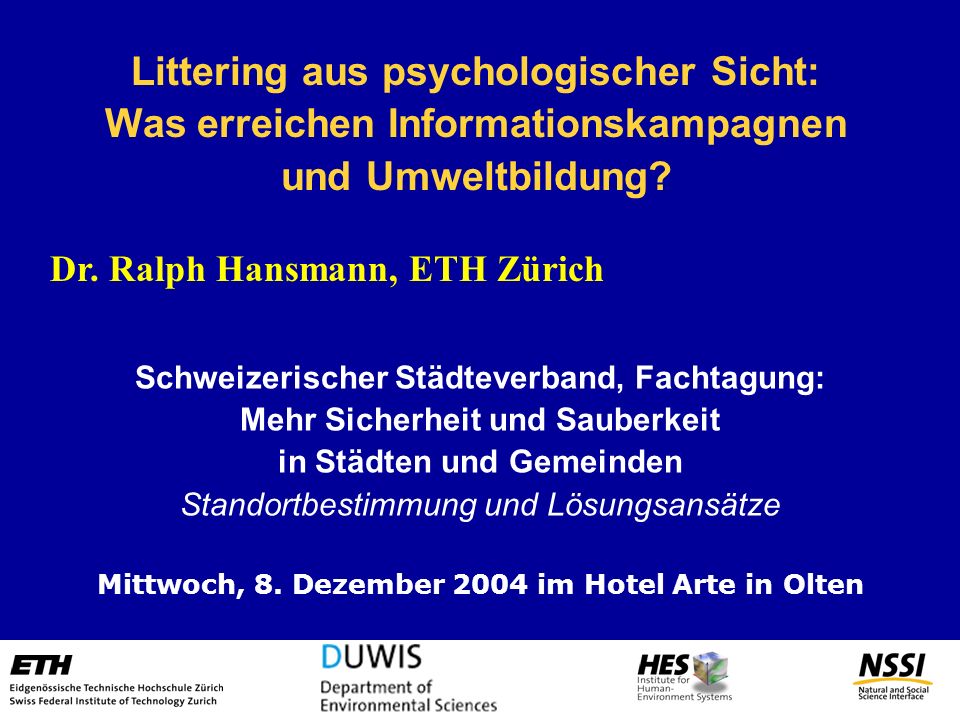 Littering aus psychologischer Sicht: Was erreichen Informationskampagnen und Umweltbildung
