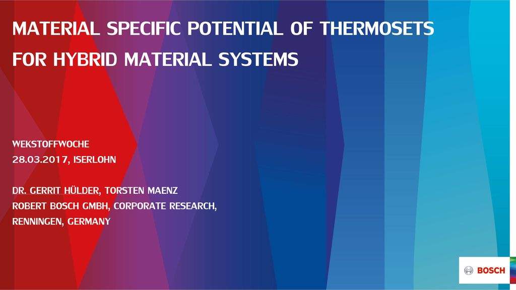 Material specific Potential of Thermosets for hybrid material systems Wekstoffwoche , Iserlohn Dr.