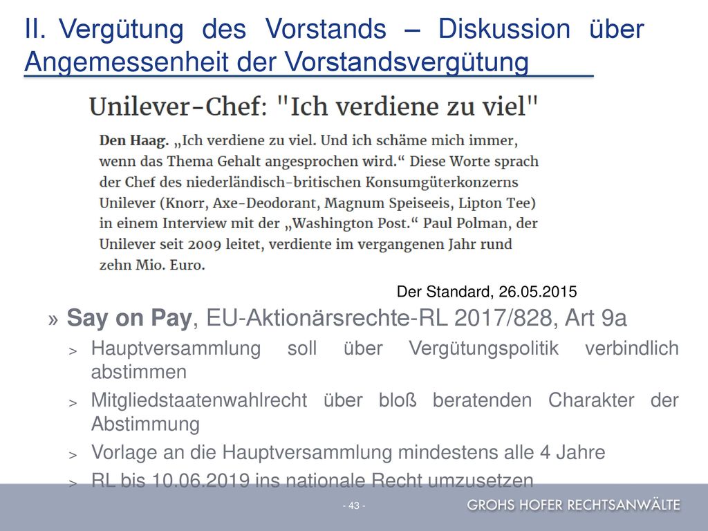 II. Vergütung des Vorstands – Diskussion über Angemessenheit der Vorstandsvergütung