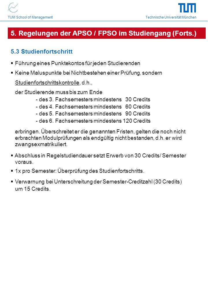 5. Regelungen der APSO / FPSO im Studiengang (Forts.)