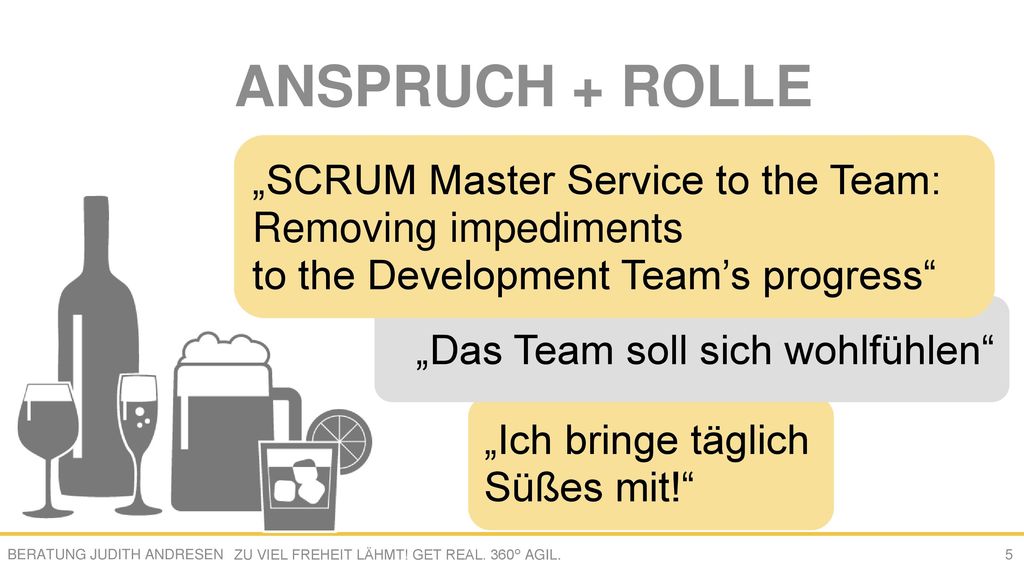 ANSPRUCH + ROLLE „SCRUM Master Service to the Team: Removing impediments to the Development Team’s progress