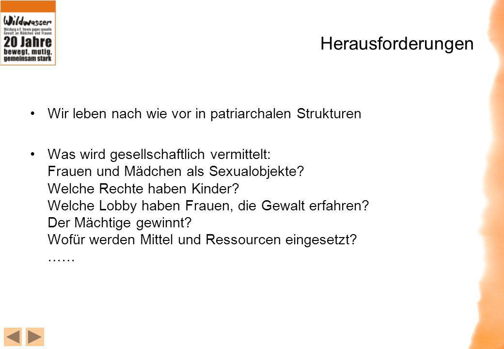 Herausforderungen Wir leben nach wie vor in patriarchalen Strukturen