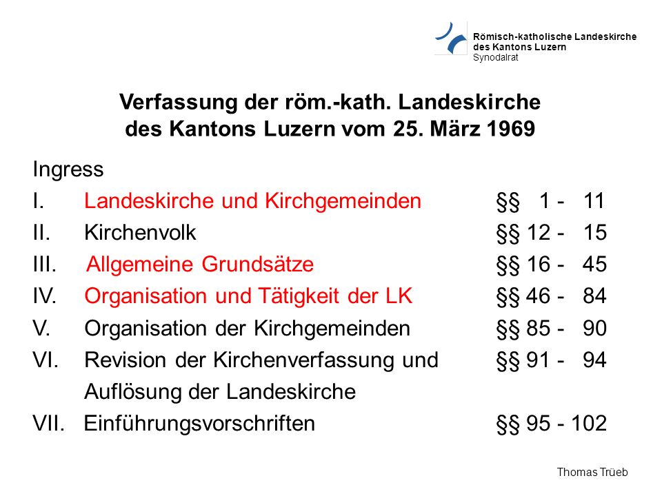 Verfassung der röm. -kath. Landeskirche des Kantons Luzern vom 25