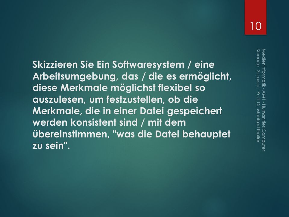 Medieninformatik - AM1 - Humanities Computer Science - Seminar - Prof