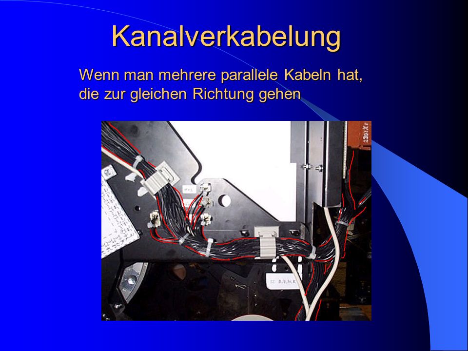 Kanalverkabelung Wenn man mehrere parallele Kabeln hat, die zur gleichen Richtung gehen