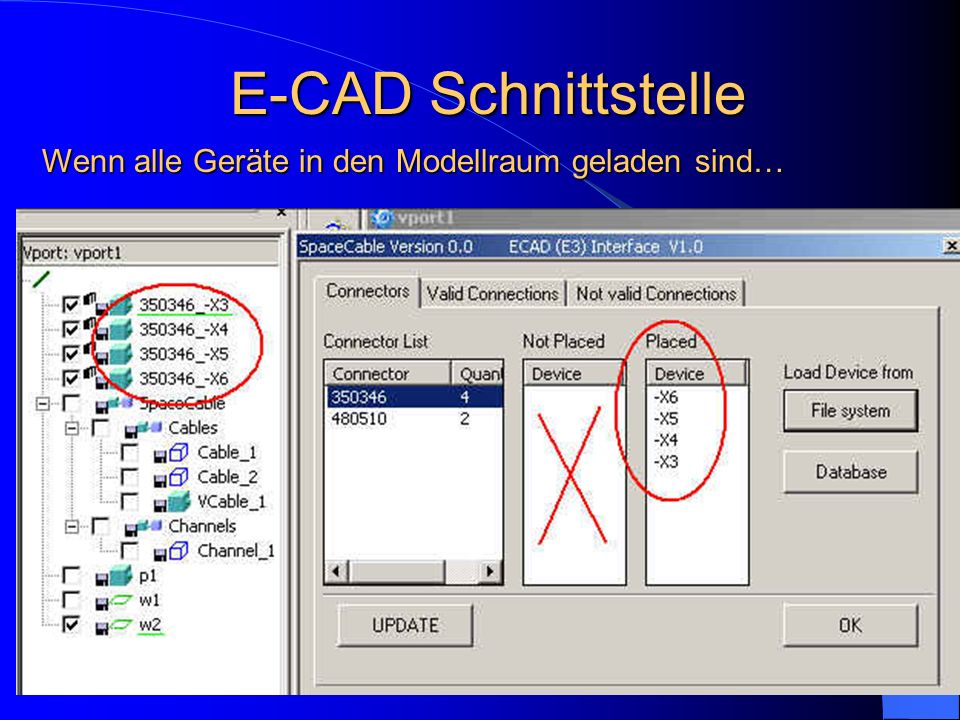 E-CAD Schnittstelle Wenn alle Geräte in den Modellraum geladen sind…