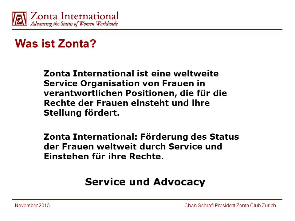 Was ist Zonta Service und Advocacy