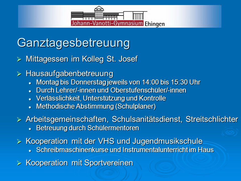 Ganztagesbetreuung Mittagessen im Kolleg St. Josef