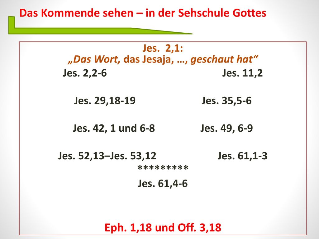Jes. 2,1: „Das Wort, das Jesaja, …, geschaut hat