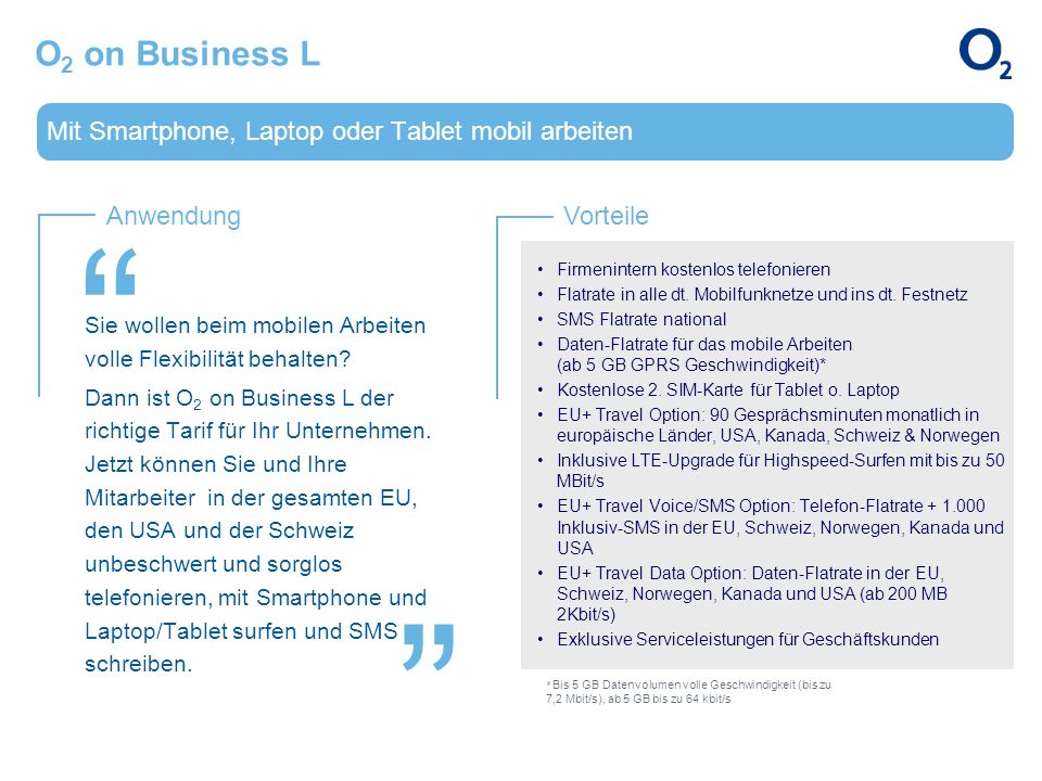 O2 on Business L Mit Smartphone, Laptop oder Tablet mobil arbeiten