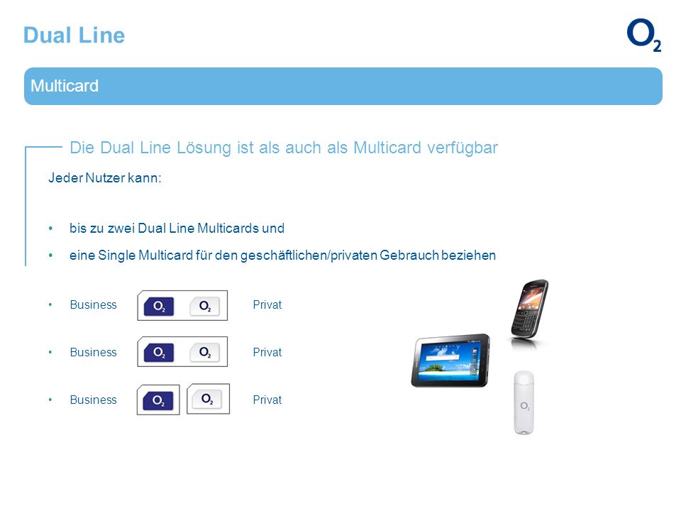 Dual Line Multicard. Die Dual Line Lösung ist als auch als Multicard verfügbar. Jeder Nutzer kann: